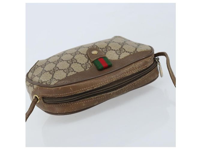 Gucci Borsa GG Supreme Web Sherry Line in PVC beige e oro 89 02 066 Auth ka2912 D'oro - vista 6