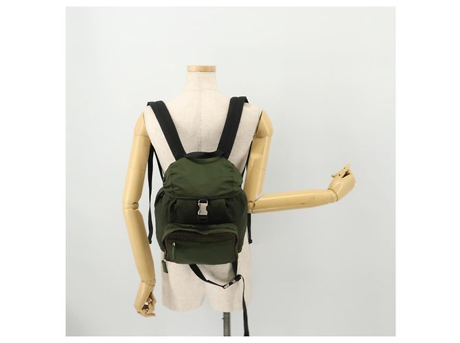 PRADA Backpack Nylon Green Silver Auth ti3636 Silvery - view 27