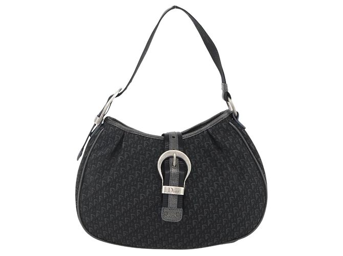 Borsa a Spalla in Tela Trotter Christian Dior Nera Argento Auth BSZ280SAV Nero - vista 2