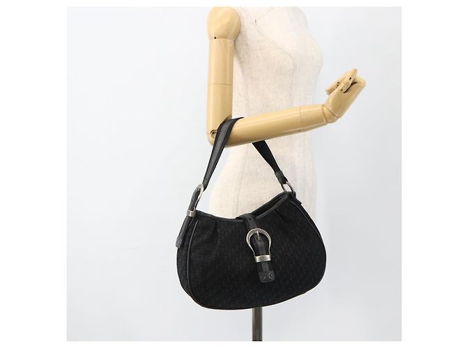 Borsa a Spalla in Tela Trotter Christian Dior Nera Argento Auth BSZ280SAV Nero - vista 21