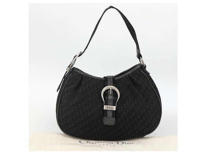 Borsa a Spalla in Tela Trotter Christian Dior Nera Argento Auth BSZ280SAV Nero - vista 22