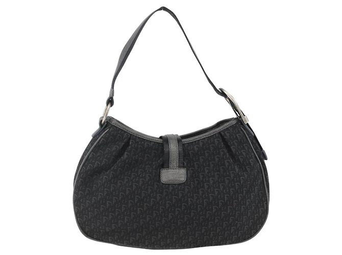 Borsa a Spalla in Tela Trotter Christian Dior Nera Argento Auth BSZ280SAV Nero - vista 3