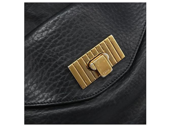 Chloé Borsa Tote in Pelle Nera e Oro Chloe Sally Auth BA10963 Nero D'oro - vista 14