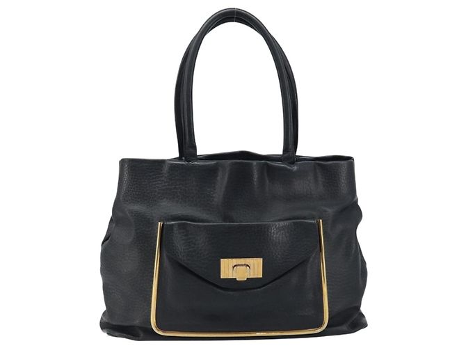 Chloé Borsa Tote in Pelle Nera e Oro Chloe Sally Auth BA10963 Nero D'oro - vista 2
