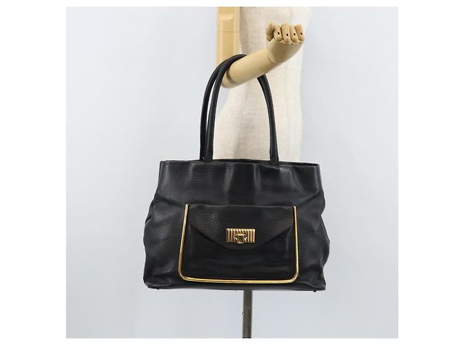 Chloé Borsa Tote in Pelle Nera e Oro Chloe Sally Auth BA10963 Nero D'oro - vista 23