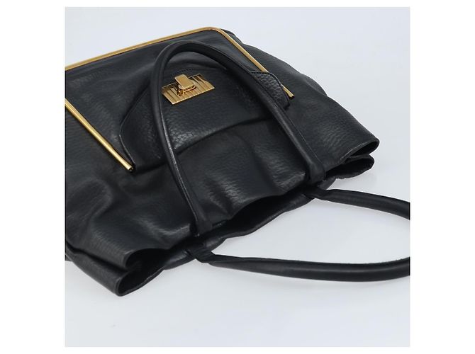 Chloé Borsa Tote in Pelle Nera e Oro Chloe Sally Auth BA10963 Nero D'oro - vista 6