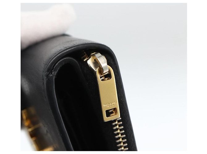 Portafoglio SAINT LAURENT Pelle Nera Oro Auth bs33776 Nero D'oro - vista 12