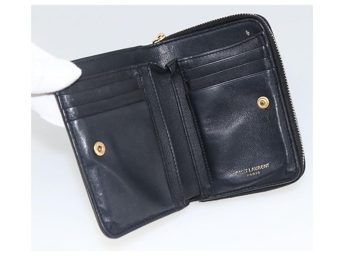 Portafoglio SAINT LAURENT Pelle Nera Oro Auth bs33776 Nero D'oro - vista 14