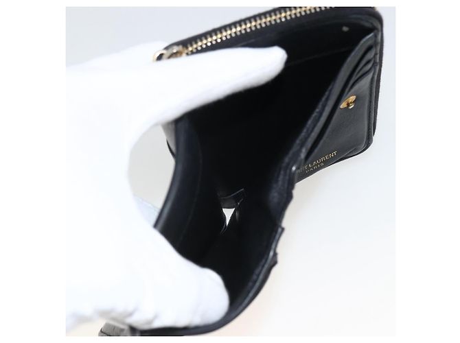 Portafoglio SAINT LAURENT Pelle Nera Oro Auth bs33776 Nero D'oro - vista 15