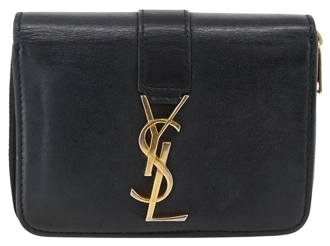 Portafoglio SAINT LAURENT Pelle Nera Oro Auth bs33776 Nero D'oro - vista 2