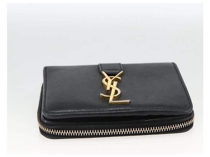 Portafoglio SAINT LAURENT Pelle Nera Oro Auth bs33776 Nero D'oro - vista 7