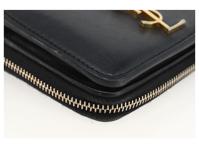 Portafoglio SAINT LAURENT Pelle Nera Oro Auth bs33776 Nero D'oro - vista 9