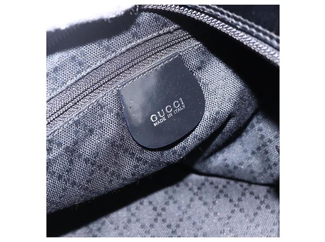 Borsa a mano in nylon nero e argento Gucci Bamboo Auth hk3536 - vista 15