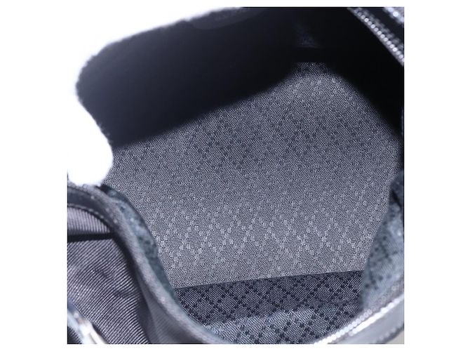 Borsa a mano in nylon nero e argento Gucci Bamboo Auth hk3536 - vista 16