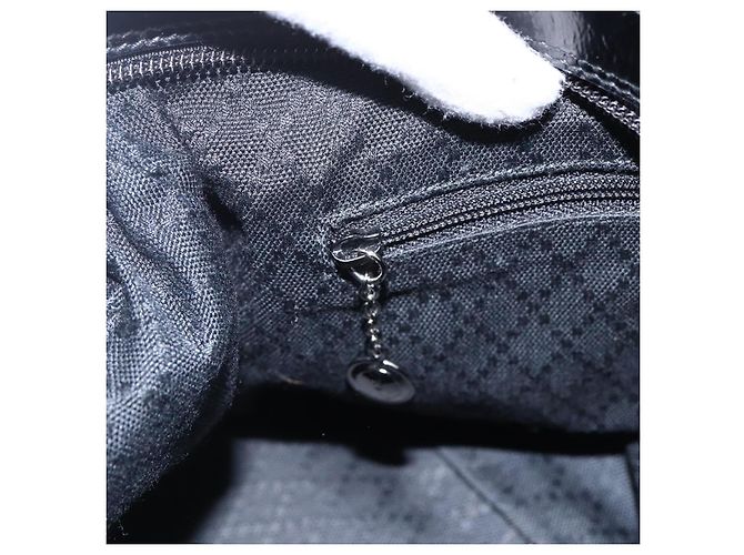Borsa a mano in nylon nero e argento Gucci Bamboo Auth hk3536 - vista 19
