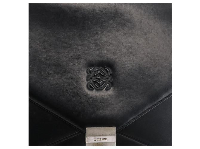 LOEWE Borsa da lavoro Anagram Pelle Nera Argento Auth bs33809 Nero - vista 17