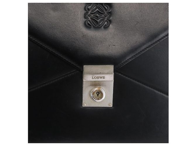 LOEWE Borsa da lavoro Anagram Pelle Nera Argento Auth bs33809 Nero - vista 18