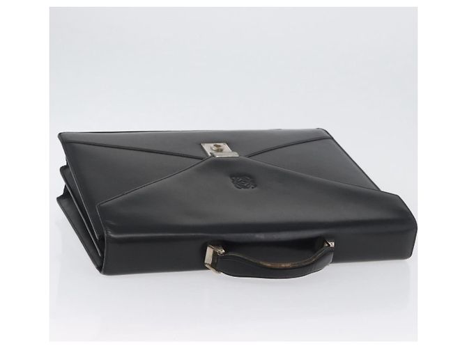 LOEWE Borsa da lavoro Anagram Pelle Nera Argento Auth bs33809 Nero - vista 6