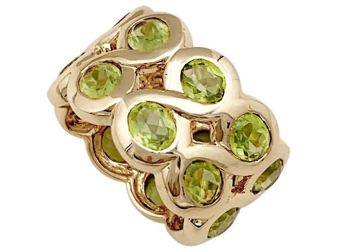 Autre Marque Gelbgold-Bandring mit Peridoten. - Ansicht 2