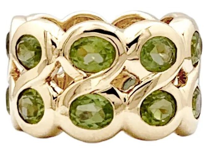 Autre Marque Gelbgold-Bandring mit Peridoten. - Ansicht 3