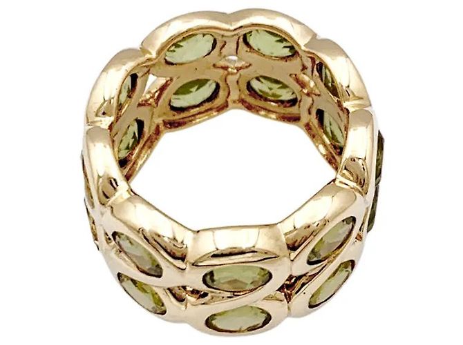 Autre Marque Gelbgold-Bandring mit Peridoten. - Ansicht 5