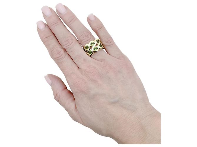 Autre Marque Gelbgold-Bandring mit Peridoten. - Ansicht 6