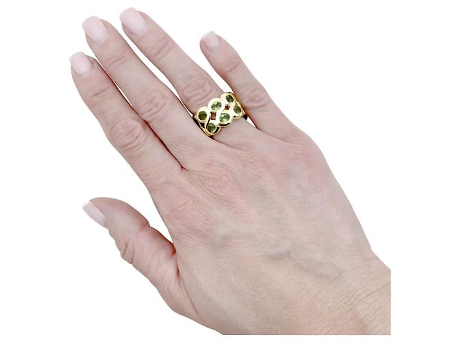 Autre Marque Gelbgold-Bandring mit Peridoten. - Ansicht 7