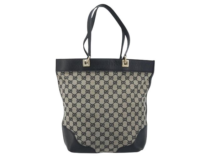 Borsa Tote GG Canvas Gucci Nera Oro 272377 Auth ka2892 Nero D'oro - vista 2