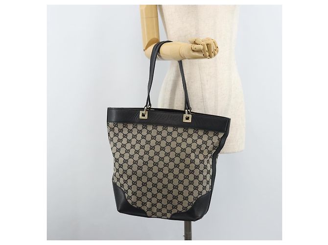 Borsa Tote GG Canvas Gucci Nera Oro 272377 Auth ka2892 Nero D'oro - vista 22