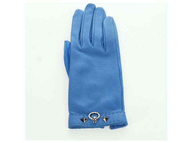 Hermès HERMES Medor Handschuhe Leder 6 1/2 Blau Auth ARZ096V - Ansicht 10