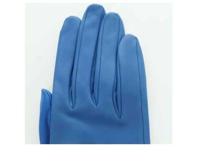 Hermès HERMES Medor Handschuhe Leder 6 1/2 Blau Auth ARZ096V - Ansicht 11