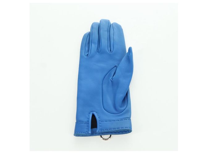 Hermès HERMES Medor Handschuhe Leder 6 1/2 Blau Auth ARZ096V - Ansicht 14