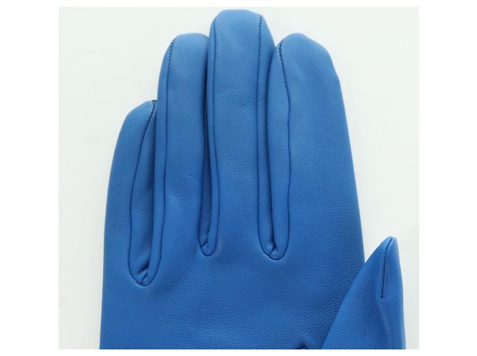 Hermès HERMES Medor Handschuhe Leder 6 1/2 Blau Auth ARZ096V - Ansicht 15