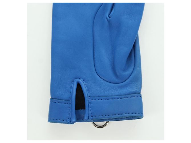 Hermès HERMES Medor Handschuhe Leder 6 1/2 Blau Auth ARZ096V - Ansicht 16