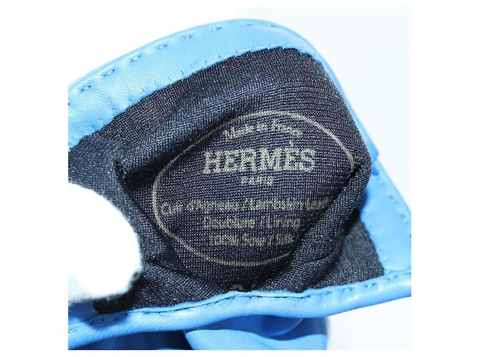 Hermès HERMES Medor Handschuhe Leder 6 1/2 Blau Auth ARZ096V - Ansicht 18