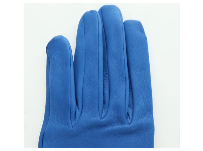 Hermès HERMES Medor Handschuhe Leder 6 1/2 Blau Auth ARZ096V - Ansicht 3