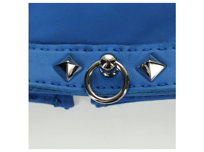 Hermès HERMES Medor Handschuhe Leder 6 1/2 Blau Auth ARZ096V - Ansicht 5