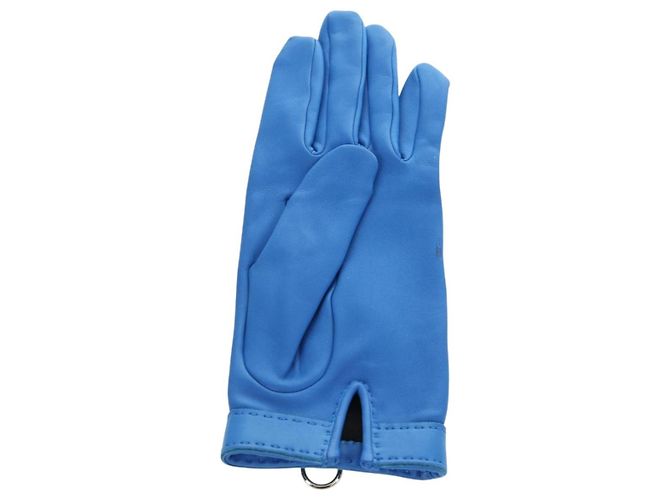 Hermès HERMES Medor Handschuhe Leder 6 1/2 Blau Auth ARZ096V - Ansicht 6