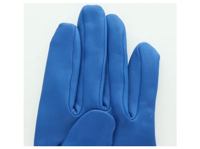 Hermès HERMES Medor Handschuhe Leder 6 1/2 Blau Auth ARZ096V - Ansicht 7