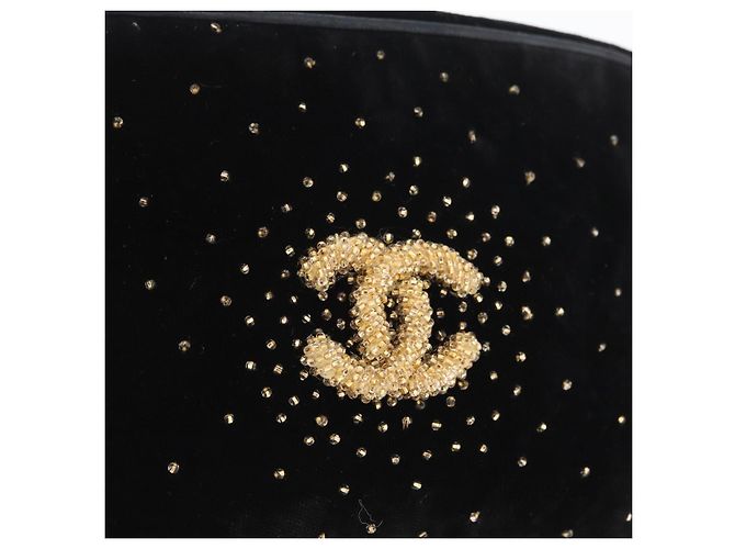 Borsa a Spalla CHANEL Velluto Nero Oro CC Auth ARZ008SAV D'oro - vista 14