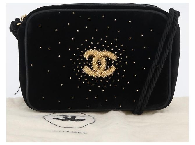 Borsa a Spalla CHANEL Velluto Nero Oro CC Auth ARZ008SAV D'oro - vista 24