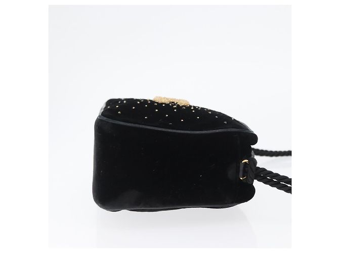 Borsa a Spalla CHANEL Velluto Nero Oro CC Auth ARZ008SAV D'oro - vista 4