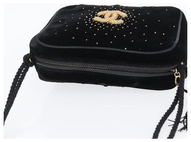 Borsa a Spalla CHANEL Velluto Nero Oro CC Auth ARZ008SAV D'oro - vista 6