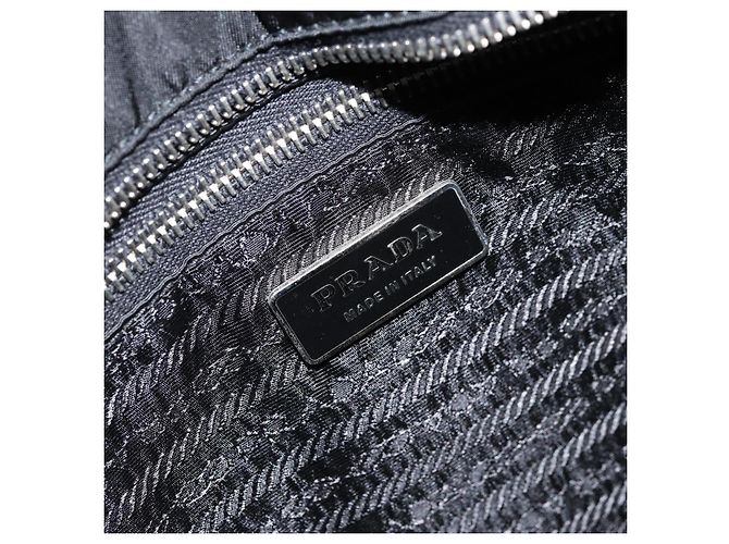 Borsa Tote Prada in nylon nero argento Auth BA10973 - vista 16