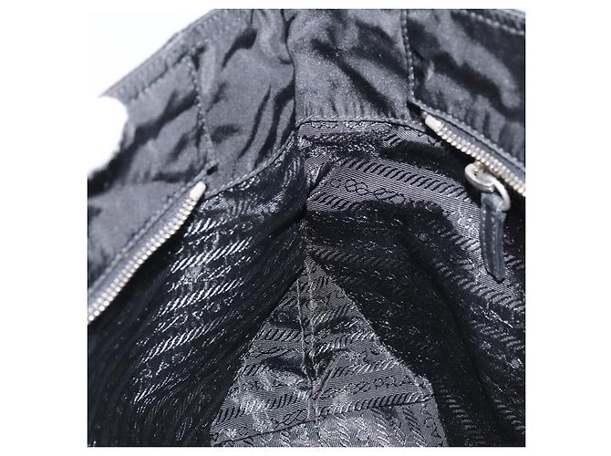 Borsa Tote Prada in nylon nero argento Auth BA10973 - vista 19