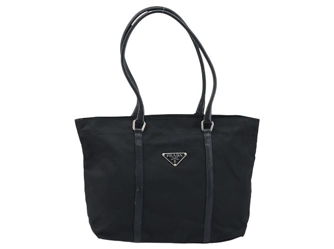 Borsa Tote Prada in nylon nero argento Auth BA10973 - vista 2