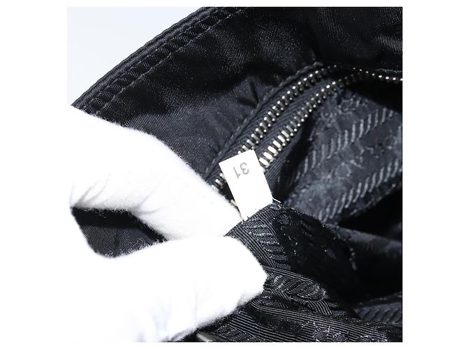Borsa Tote Prada in nylon nero argento Auth BA10973 - vista 22