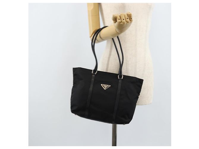 Borsa Tote Prada in nylon nero argento Auth BA10973 - vista 24