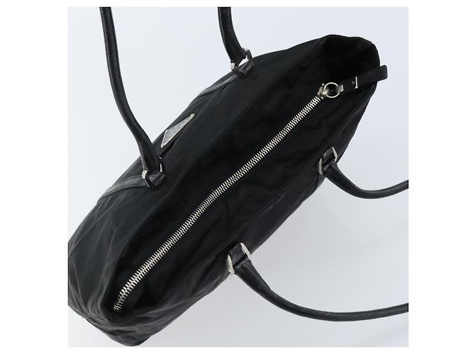 Borsa Tote Prada in nylon nero argento Auth BA10973 - vista 6