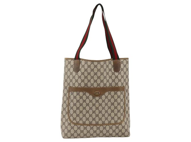 Sac tote en PVC beige GG Supreme Web Sherry Line de GUCCI Auth ep13605 - vue 2